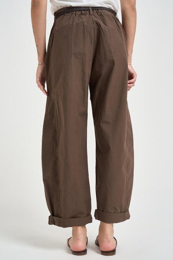 Pantalone donna barrel fit marrone - 4