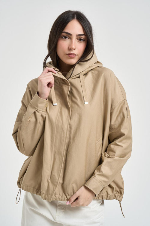 Parka donna in cotone beige - 1