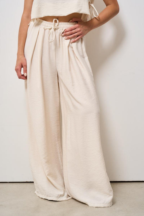 Pantalone donna avorio a palazzo - 2