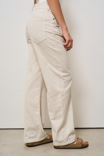 Pantalone donna wide leg panna - 4