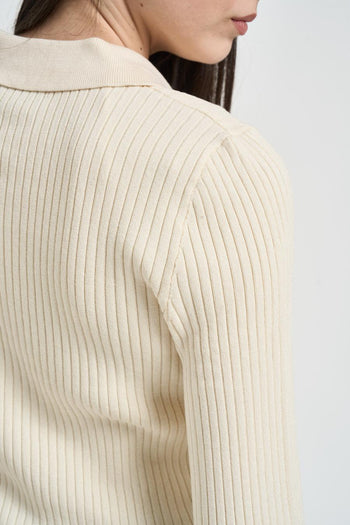 Polo donna a costine panna - 4