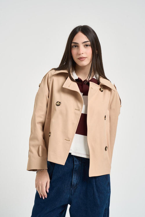 Trench donna corto beige - 2