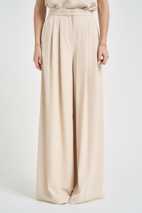 Pantaloni donna a palazzo burro