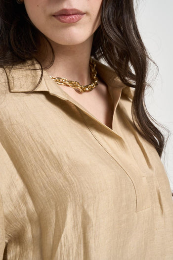 Blusa donna scollo a V sabbia - 3
