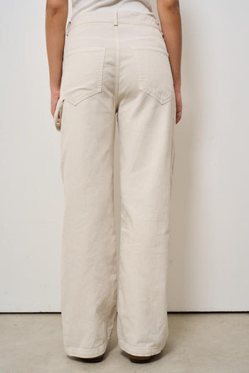 Pantalone donna wide leg panna - 3