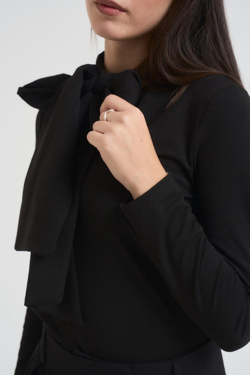 Maglia donna con fiocco nera - 2