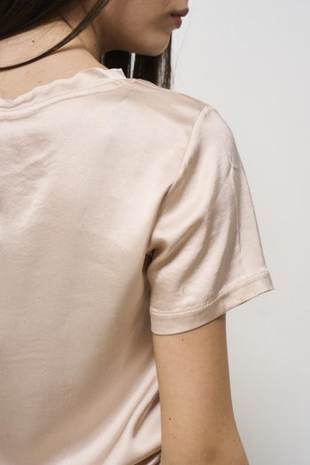 Women's pink satin t-shirt - 6