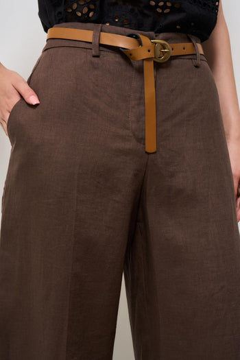 Pantalone donna a palazzo marrone - 6