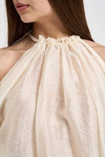 Blusa donna spalle scoperte panna - 3