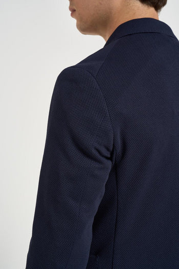 Giacca uomo monopetto blu navy effetto textured - 6