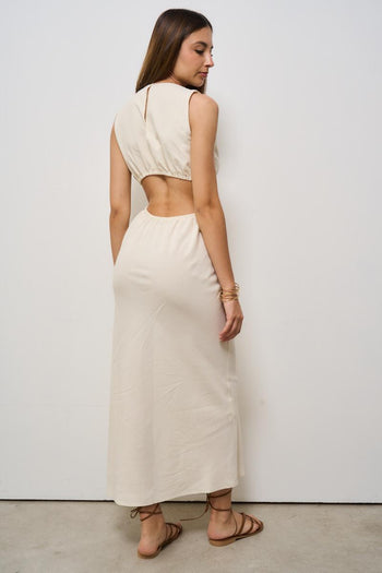 Abito donna con nodo panna - 5