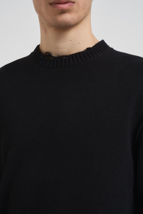 Maglia uomo con orli sfilacciati nera - 2