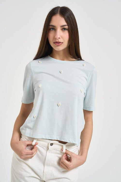 T-shirt donna con coghiglie celeste