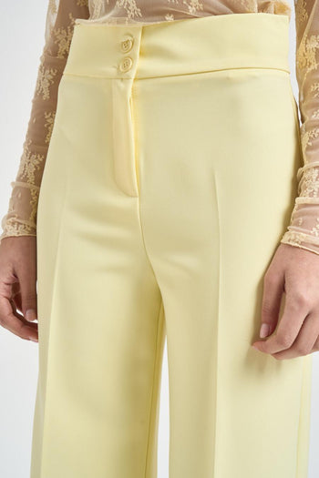 Pantalone donna gamba larga giallo pastello - 4