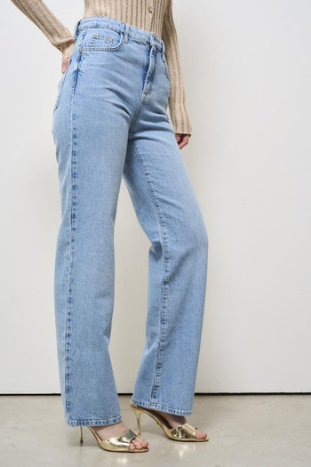 Jeans donna regular fit in denim chiaro - 5