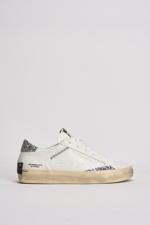 Sneakers donna bianche e glitter argento