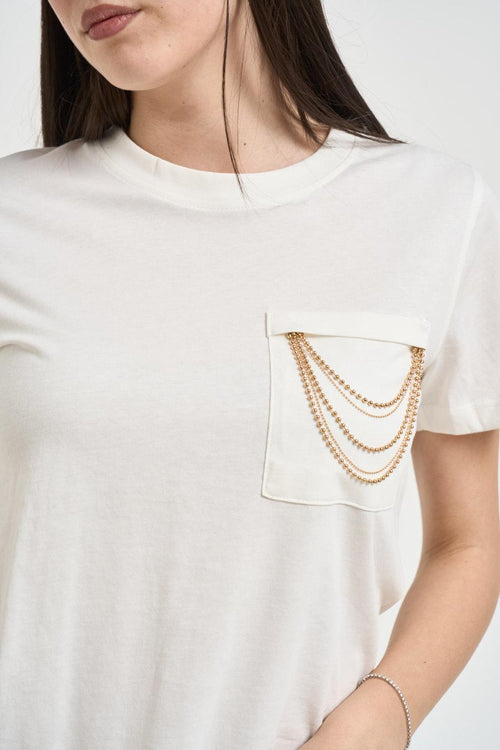 T-shirt donna girocollo bianca - 2