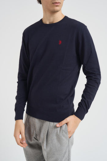 Maglia uomo girocollo cotone e cashmere blu - 3