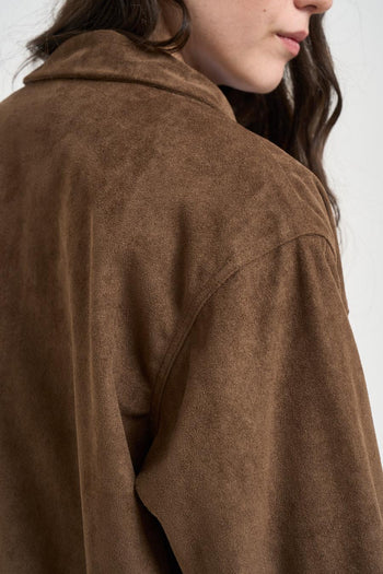 Giacca donna effetto suede marrone - 6