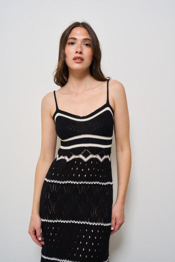 Abito donna lungo crochet nero - 3