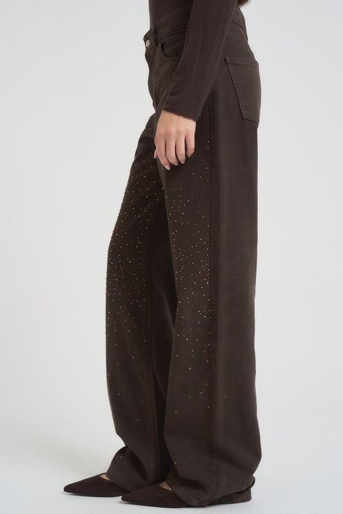 Jeans donna con strass moro - 2