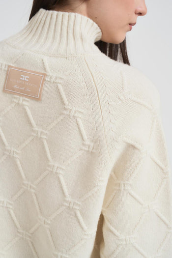 Maglia donna collo alto panna - 6