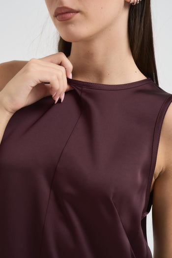 Top donna senza maniche tinta unita prugna - 3