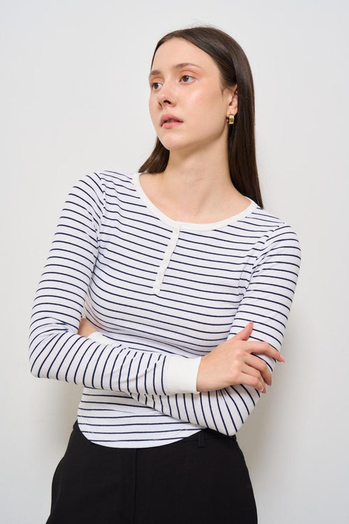 T-shirt donna a righe blu - 2