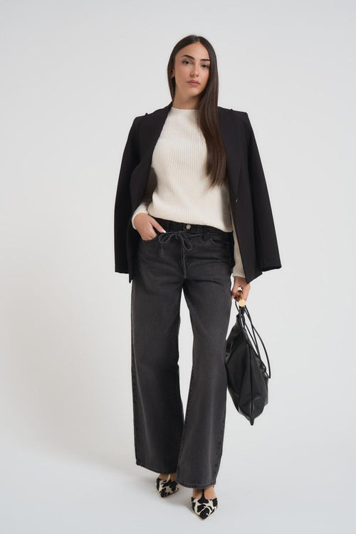 Jeans donna xl Straight in denim grigio