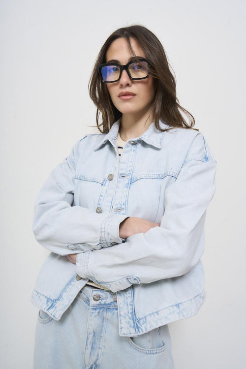 Giubbotto donna in denim chiaro - 2