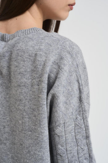 Maglia donna a trecce grigio chiaro - 4