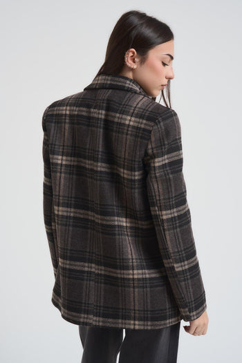 Giacca donna in check grigio - 3