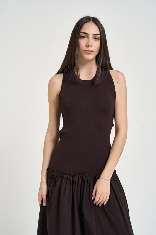 Abito donna cut-out marrone - 2