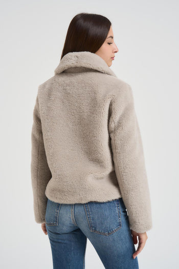 Ecopelliccia donna corta grigio chiaro - 3