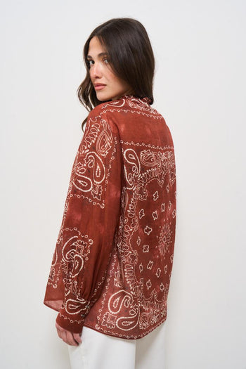 Camicia donna bandana rosso mattone - 4