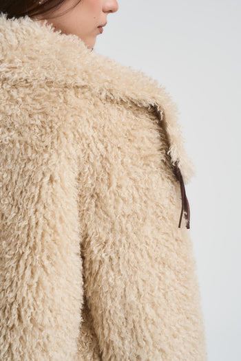 Ecopelliccia donna con frange beige - 4