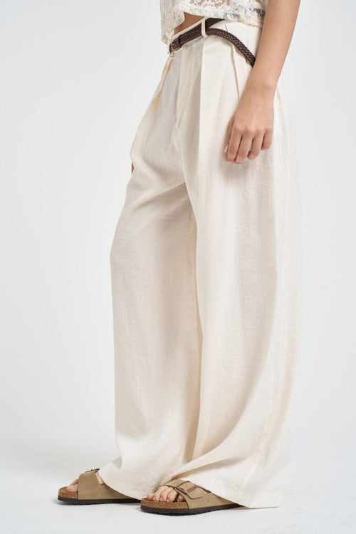 Pantalone donna con pinces panna - 2