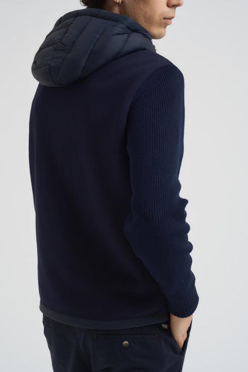 Piumino uomo con manica in maglia blu notte - 6