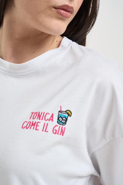 T-shirt donna con ricamo bianca - 2
