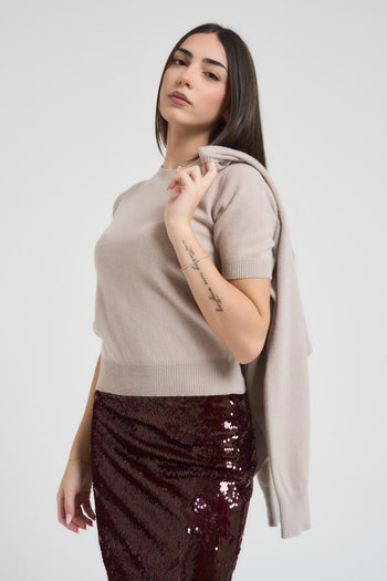 Set cardigan donna e t-shirt gesso - 3