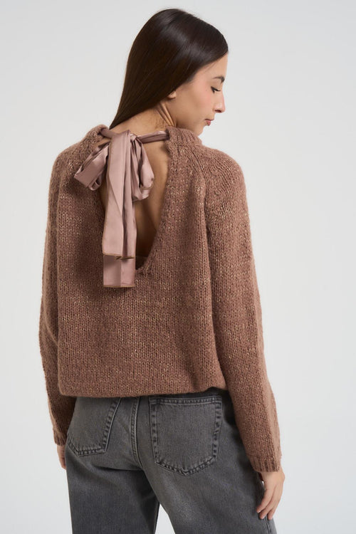 Maglia donna girocollo cammello - 2