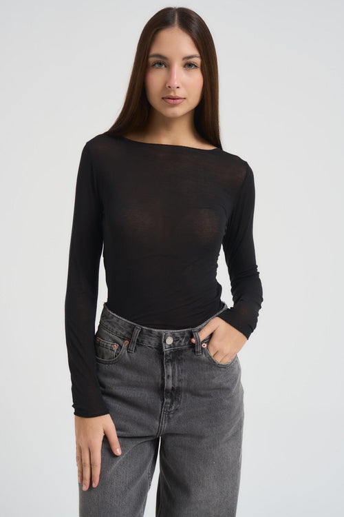 Maglia donna scollo a barchetta moro