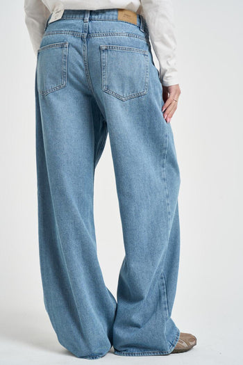 Jeans donna wide leg in denim chiaro - 4