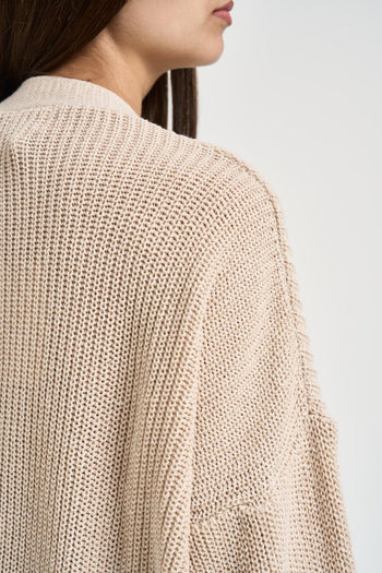 Cardigan donna in maglia ecru - 4