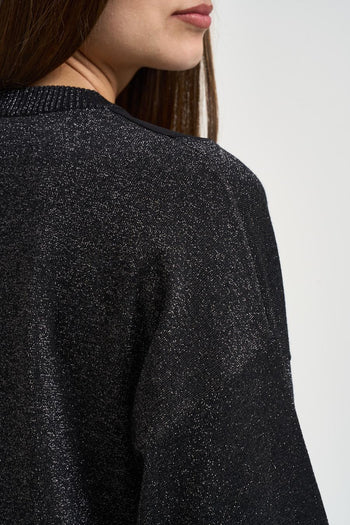 Maglia donna con glitter nera - 4