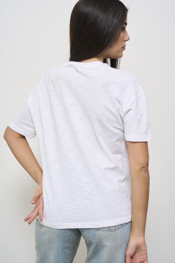 White crew neck women's t-shirt with rhinestones - 3
