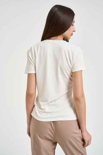 T-shirt donna girocollo bianca - 3