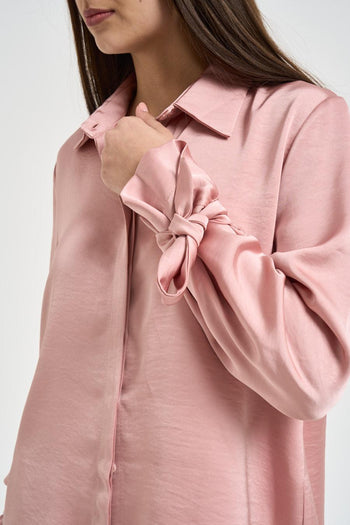 Camicia donna con fiocchetti rosa cipria - 3