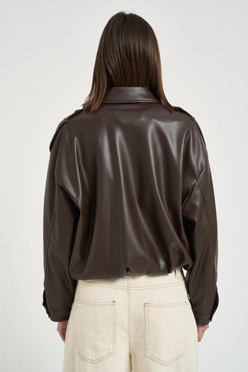 Giacca donna in ecopelle moro - 6