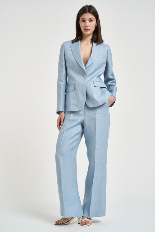 Giacca donna monopetto celeste